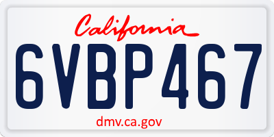 CA license plate 6VBP467