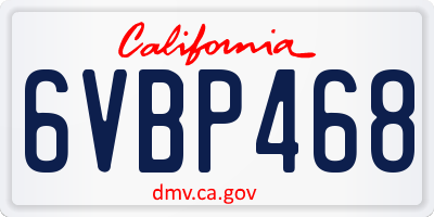 CA license plate 6VBP468