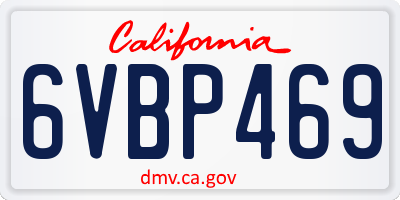 CA license plate 6VBP469
