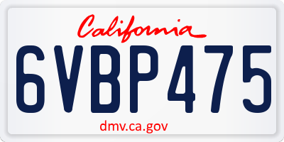 CA license plate 6VBP475