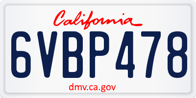 CA license plate 6VBP478