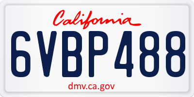 CA license plate 6VBP488