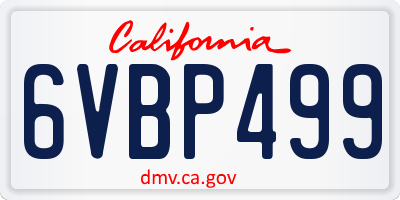 CA license plate 6VBP499