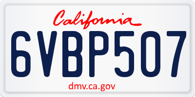 CA license plate 6VBP507