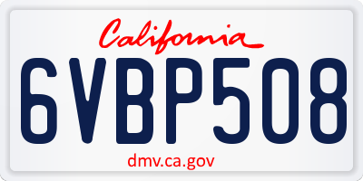 CA license plate 6VBP508