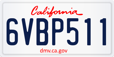 CA license plate 6VBP511
