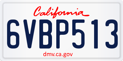 CA license plate 6VBP513