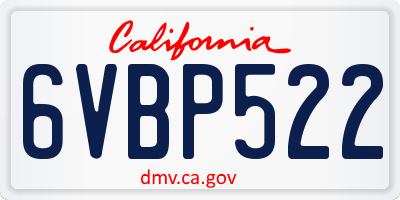 CA license plate 6VBP522