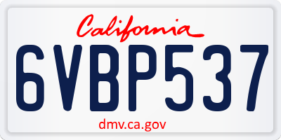CA license plate 6VBP537