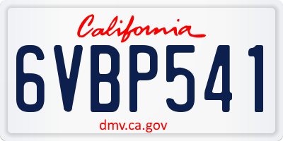 CA license plate 6VBP541