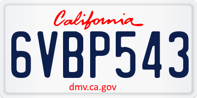 CA license plate 6VBP543