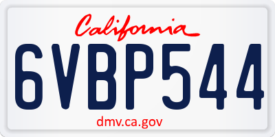 CA license plate 6VBP544