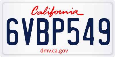 CA license plate 6VBP549