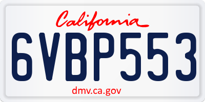 CA license plate 6VBP553