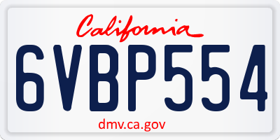 CA license plate 6VBP554
