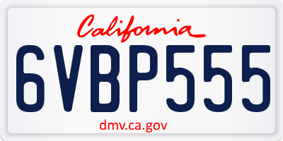 CA license plate 6VBP555