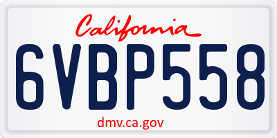 CA license plate 6VBP558