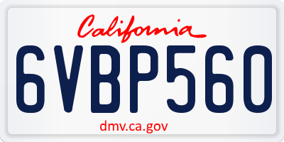 CA license plate 6VBP560