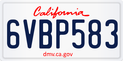 CA license plate 6VBP583