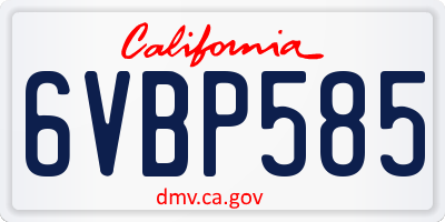 CA license plate 6VBP585