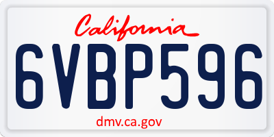 CA license plate 6VBP596