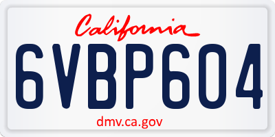 CA license plate 6VBP604
