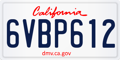 CA license plate 6VBP612