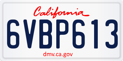 CA license plate 6VBP613