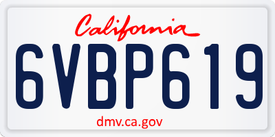 CA license plate 6VBP619