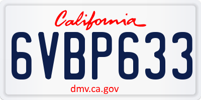 CA license plate 6VBP633