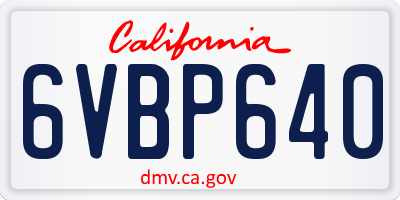CA license plate 6VBP640