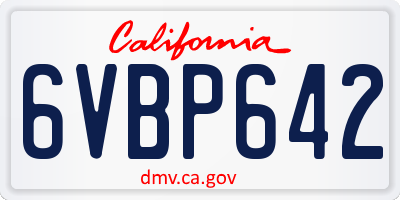 CA license plate 6VBP642