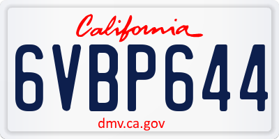 CA license plate 6VBP644