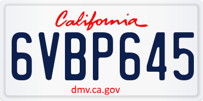 CA license plate 6VBP645
