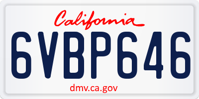 CA license plate 6VBP646