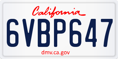 CA license plate 6VBP647