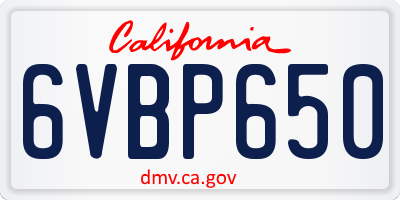 CA license plate 6VBP650