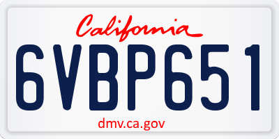 CA license plate 6VBP651