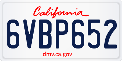 CA license plate 6VBP652