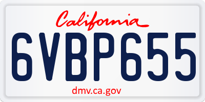 CA license plate 6VBP655