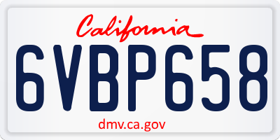 CA license plate 6VBP658