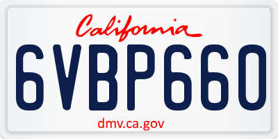 CA license plate 6VBP660