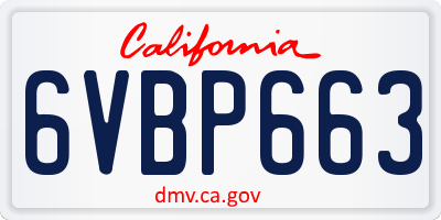 CA license plate 6VBP663