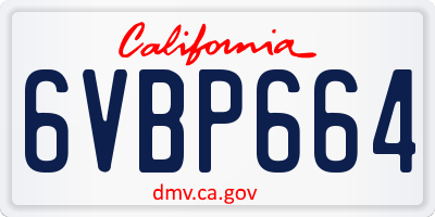 CA license plate 6VBP664