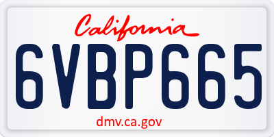 CA license plate 6VBP665