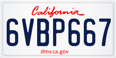 CA license plate 6VBP667