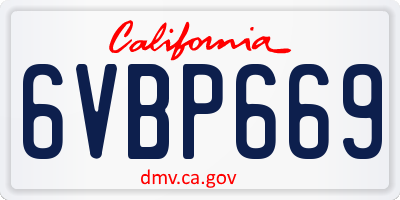 CA license plate 6VBP669