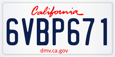 CA license plate 6VBP671