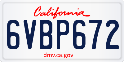 CA license plate 6VBP672