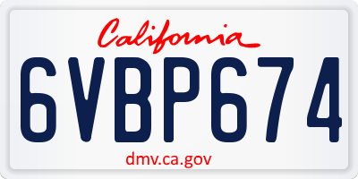 CA license plate 6VBP674